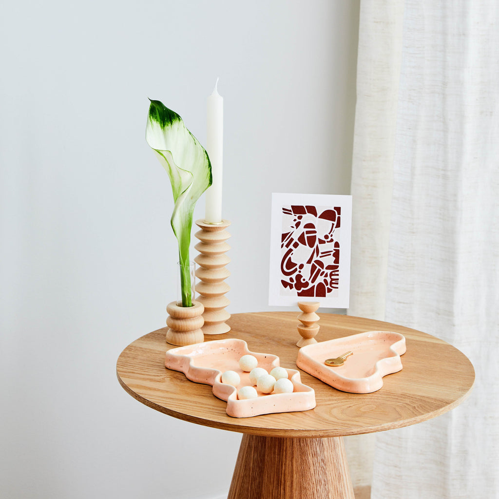 Ceramic Wave Trays - Speckled Peach - Rectangle